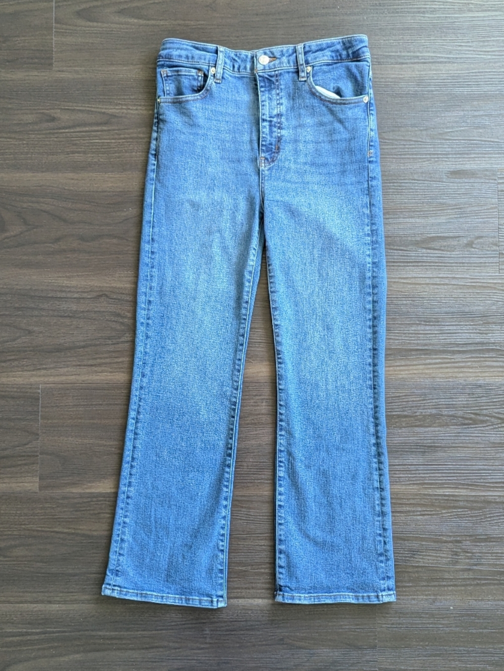 Frame The Reboot Crop Jeans 28 Medium Wash High Rise Bootcut Minimalist